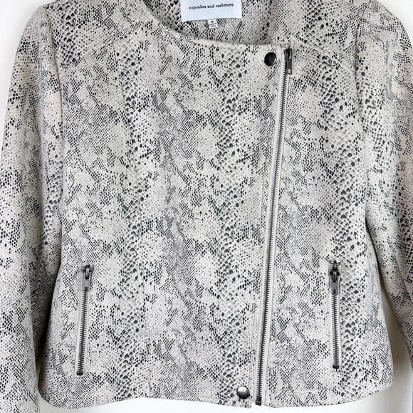 Cupcakes and Cashmere Snake Print Faux Suede Moto Jacket - Picture 4 of 11